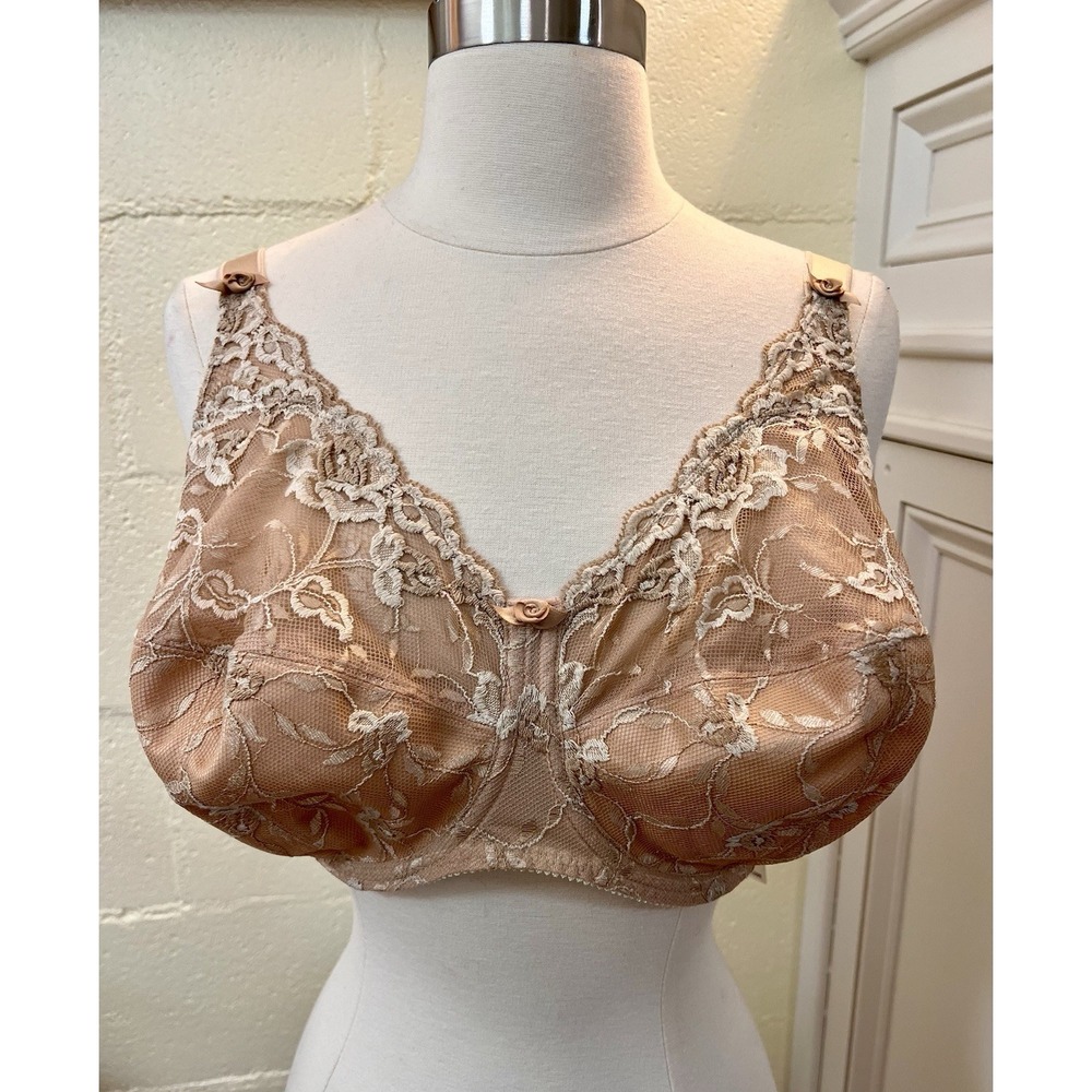 Fantasie Bra 32HH‎ Nude/Beige Underwire Floral Lace Unpadded